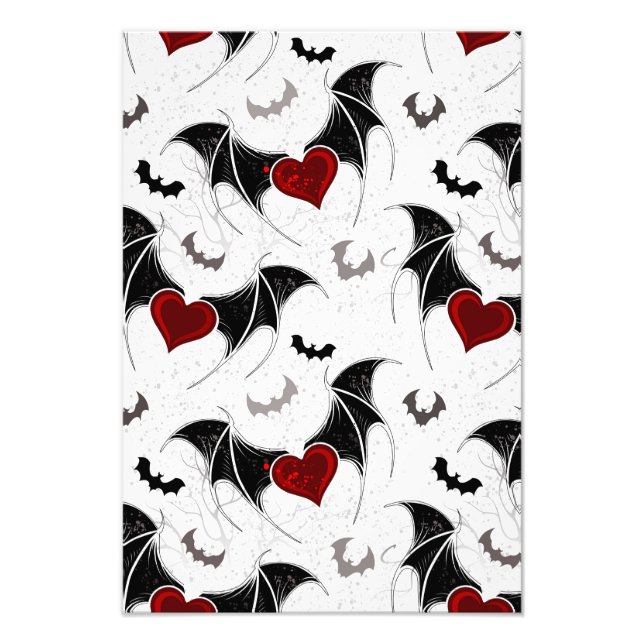 Halloween heart with black bat wings photo print (Front)