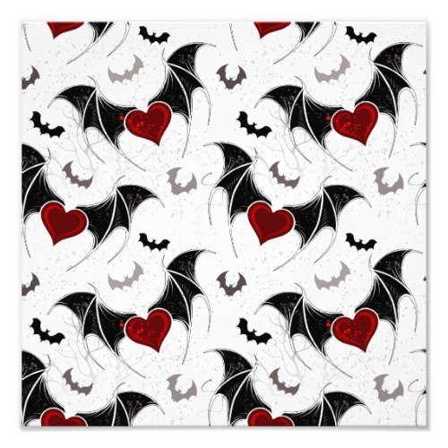 Halloween heart with black bat wings photo print