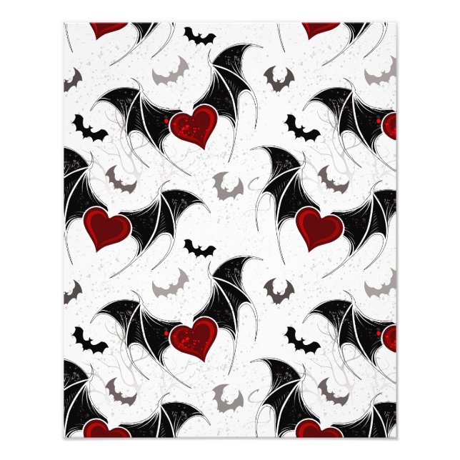 Halloween heart with black bat wings photo print (Front)
