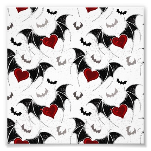 Halloween heart with black bat wings photo print