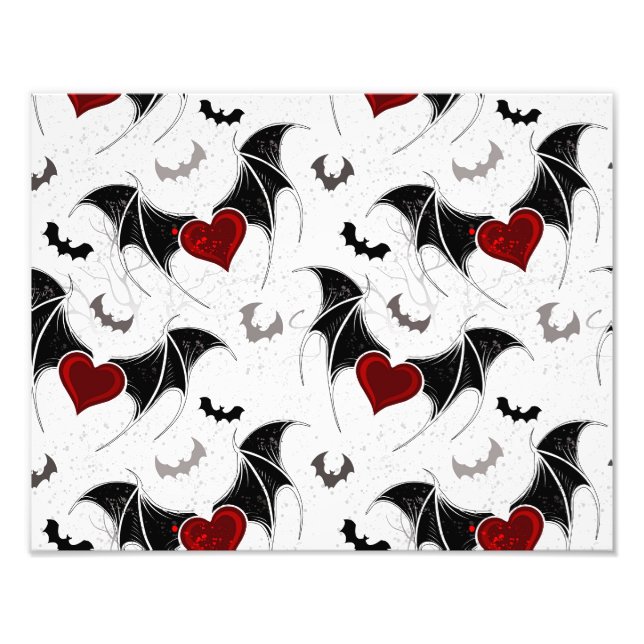 Halloween heart with black bat wings photo print (Front)