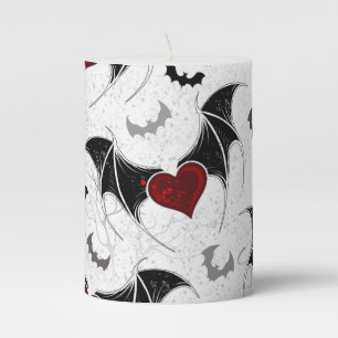 Halloween heart with black bat wings pillar candle