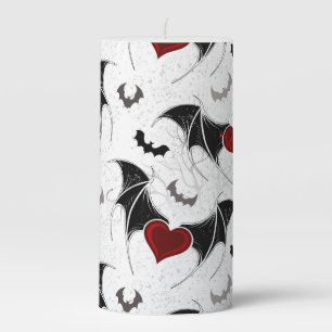 Halloween heart with black bat wings pillar candle