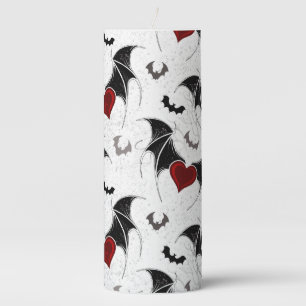 Halloween heart with black bat wings pillar candle