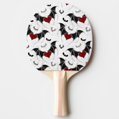 Halloween heart with black bat wings ping pong paddle