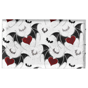 Halloween heart with black bat wings place card holder