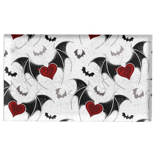 Halloween heart with black bat wings place card holder