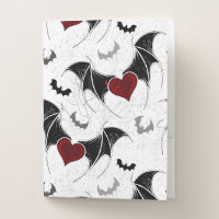 Halloween heart with black bat wings
