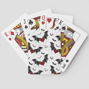 Halloween heart with black bat wings poker cards