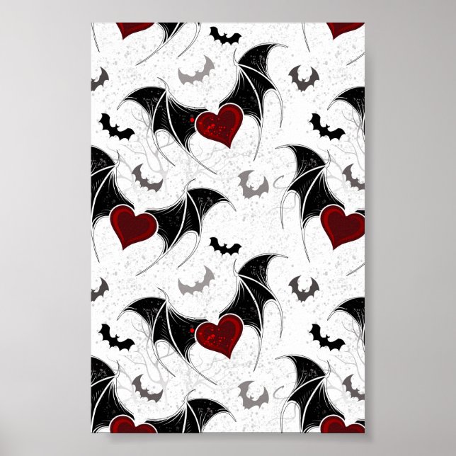 Halloween heart with black bat wings poster (Front)
