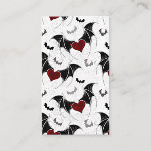 Halloween heart with black bat wings referral card