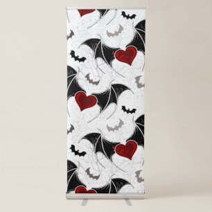 Halloween heart with black bat wings retractable banner
