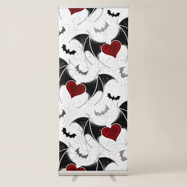 Halloween heart with black bat wings retractable banner (Front)