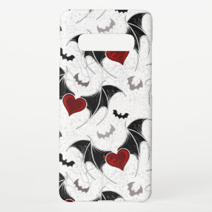 Halloween heart with black bat wings samsung galaxy s10+ case