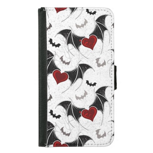 Halloween heart with black bat wings samsung galaxy s5 wallet case