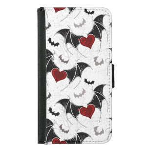 Halloween heart with black bat wings samsung galaxy s5 wallet case