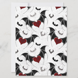 Halloween heart with black bat wings save the date