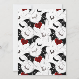 Halloween heart with black bat wings save the date