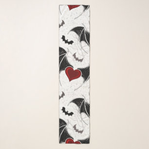 Halloween heart with black bat wings scarf