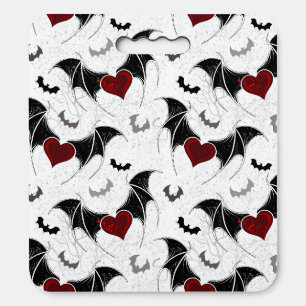 Halloween heart with black bat wings seat cushion