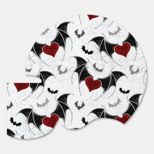 Halloween heart with black bat wings sign