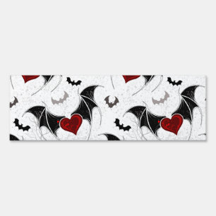 Halloween heart with black bat wings sign