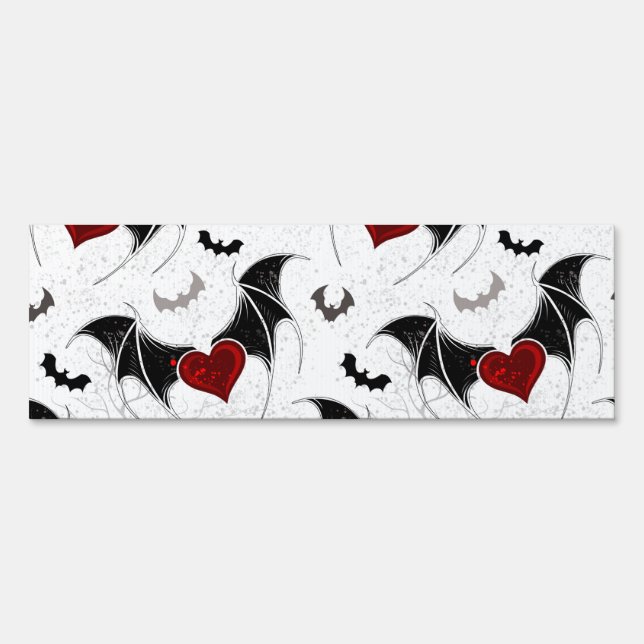 Halloween heart with black bat wings sign (Front)
