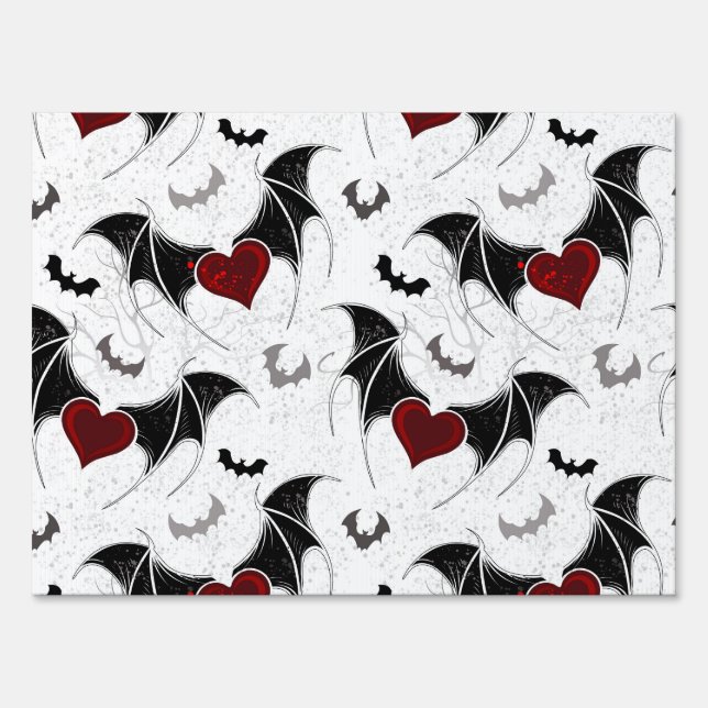 Halloween heart with black bat wings sign (Front)