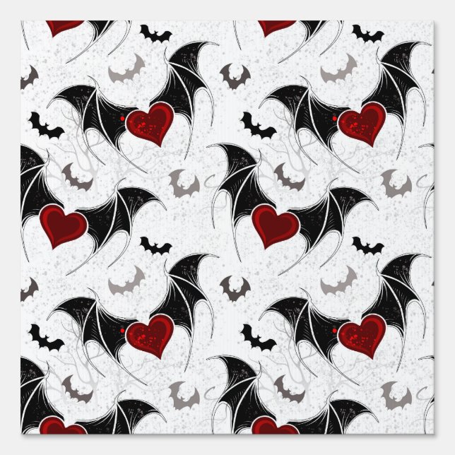 Halloween heart with black bat wings sign (Front)