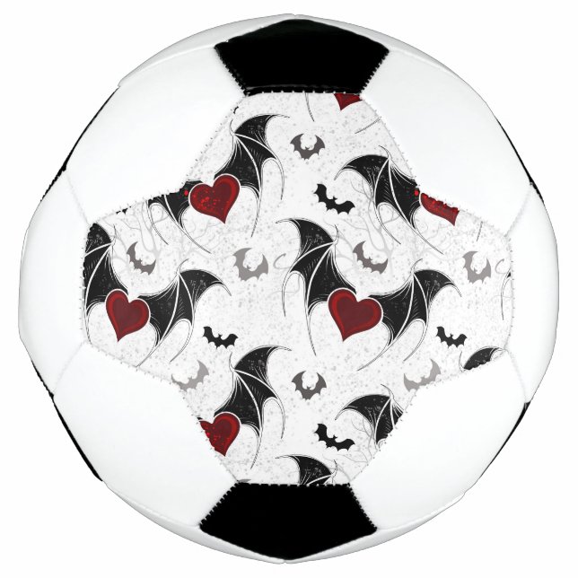 Halloween heart with black bat wings soccer ball (Front)