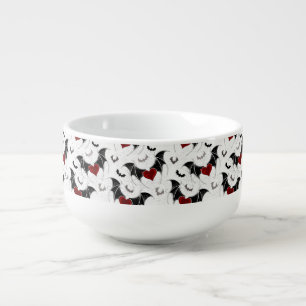 Halloween heart with black bat wings soup mug