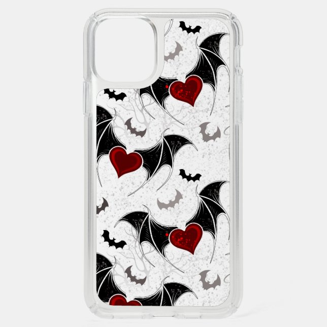 Halloween heart with black bat wings speck iPhone 11 pro max case (Front)
