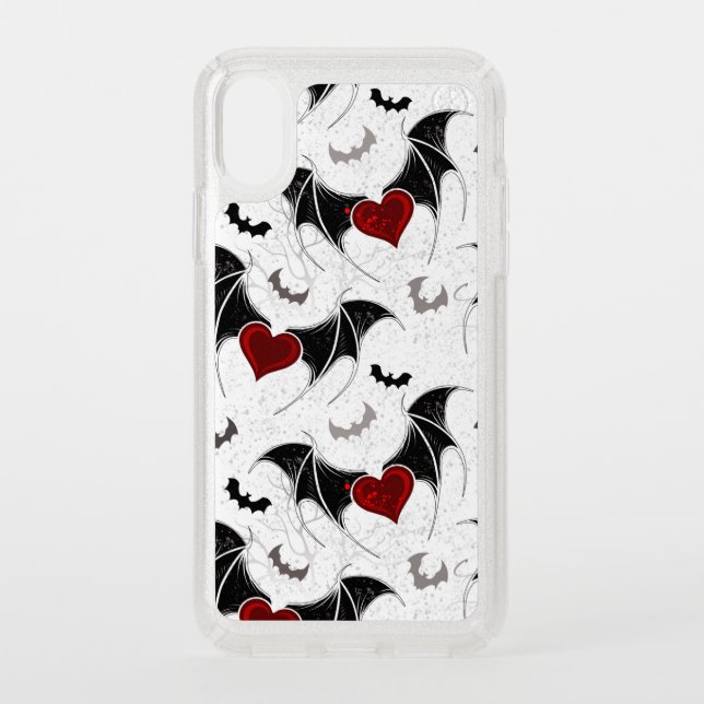 Halloween heart with black bat wings speck iPhone XS case (Front)