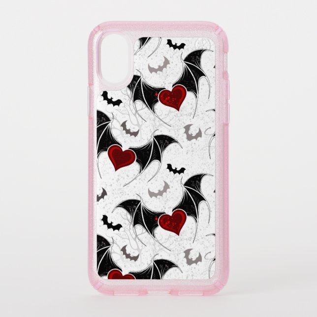 Halloween heart with black bat wings speck iPhone XS case (Front)