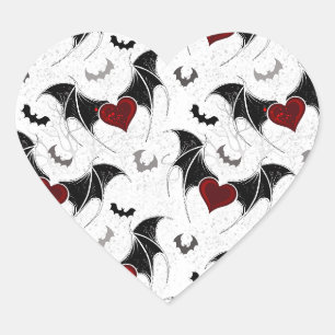 Halloween heart with black bat wings sticker