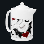 Halloween heart with black bat wings teapot<br><div class="desc">Seamless with winged hearts on the gray grunge background.</div>
