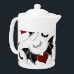 Halloween heart with black bat wings teapot<br><div class="desc">Seamless with winged hearts on the gray grunge background.</div>