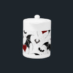 Halloween heart with black bat wings teapot<br><div class="desc">Seamless with winged hearts on the gray grunge background.</div>