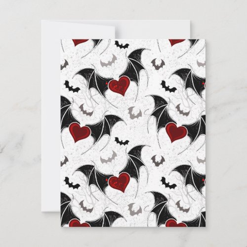 Halloween heart with black bat wings thank you card