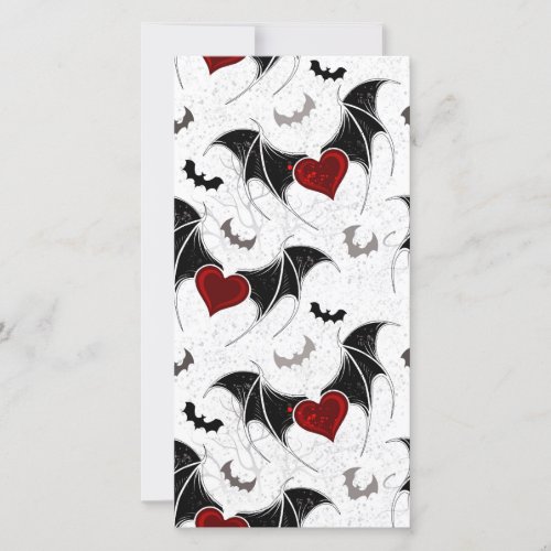 Halloween heart with black bat wings thank you card