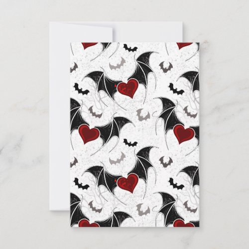 Halloween heart with black bat wings thank you card