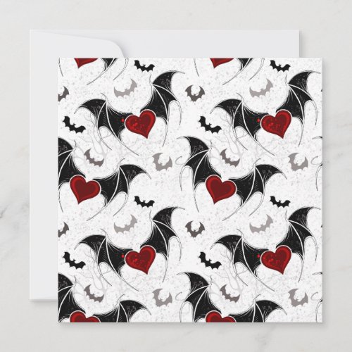 Halloween heart with black bat wings thank you card