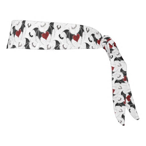 Halloween heart with black bat wings tie headband