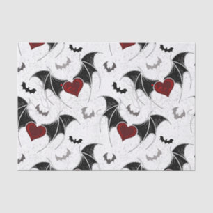 Halloween heart with black bat wings tissue paper