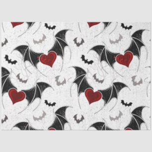 Halloween heart with black bat wings tissue paper