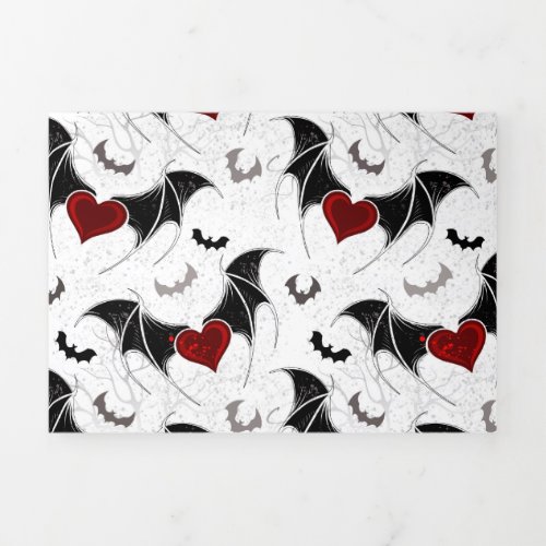 Halloween heart with black bat wings Tri_Fold card