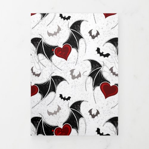 Halloween heart with black bat wings Tri_Fold card