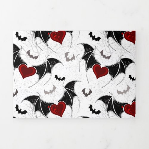 Halloween heart with black bat wings Tri_Fold holiday card