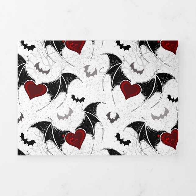Halloween heart with black bat wings Tri-Fold program (Cover)
