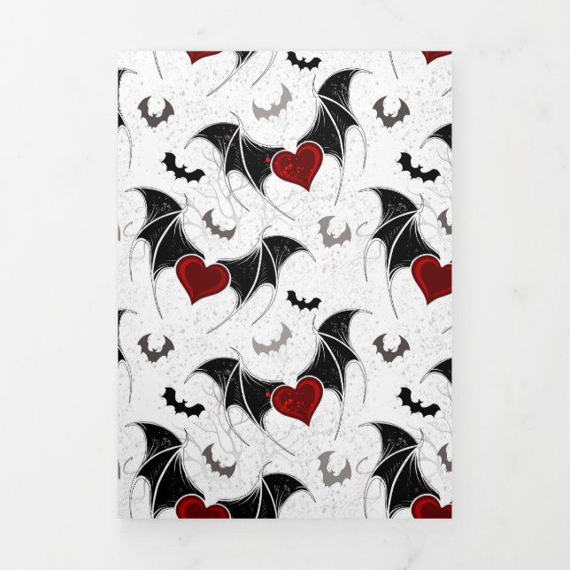 Halloween heart with black bat wings Tri-Fold program (Cover)